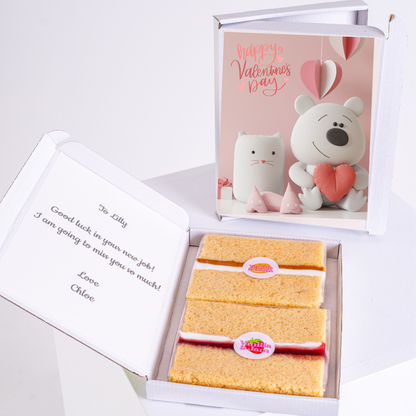 Valentine's Day cake gift for Lilly, with message and bear