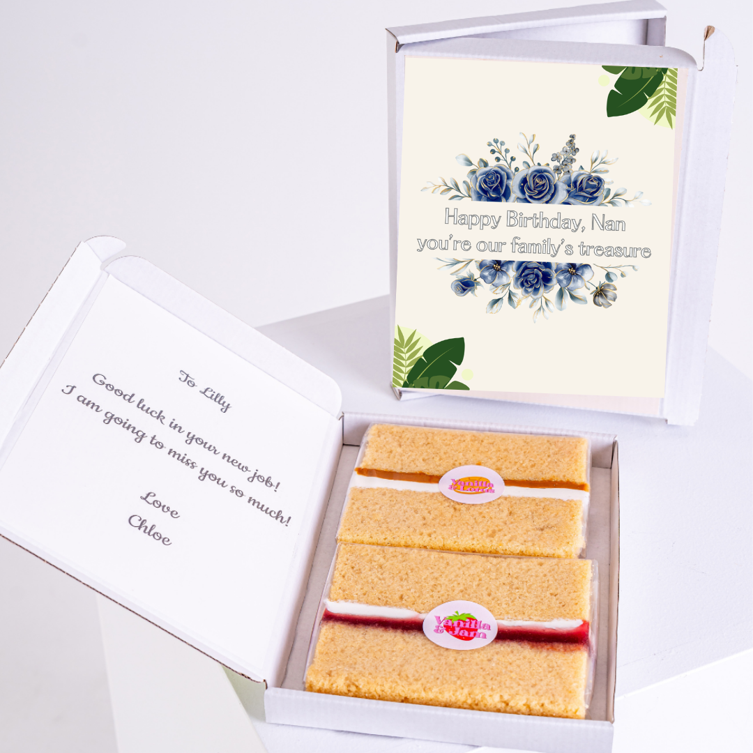 Birthday cake and card gift set for Nan and Lilly.