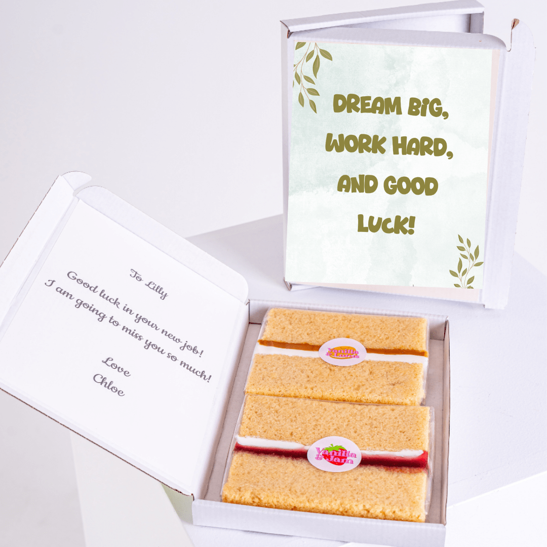 Cake gift box for Lilly with Good luck message