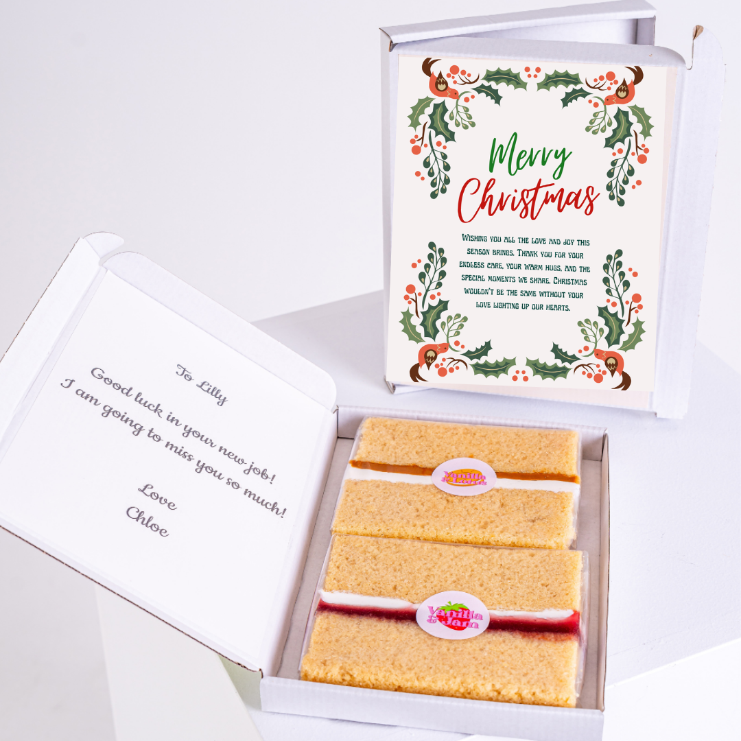 Christmas cake gift box for Lilly's new job