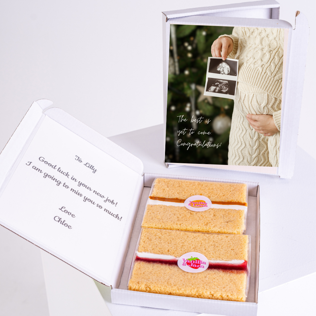 Cake gift box for Lilly with baby ultrasound and message.