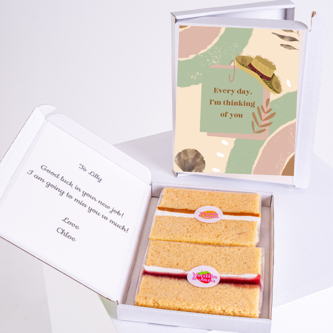 Cake gift box with Thinking of you card for Lilly.