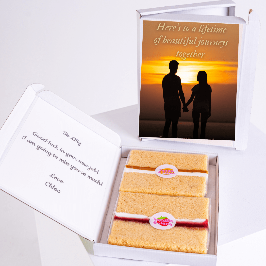 Retirement gift with cake and card for Lilly