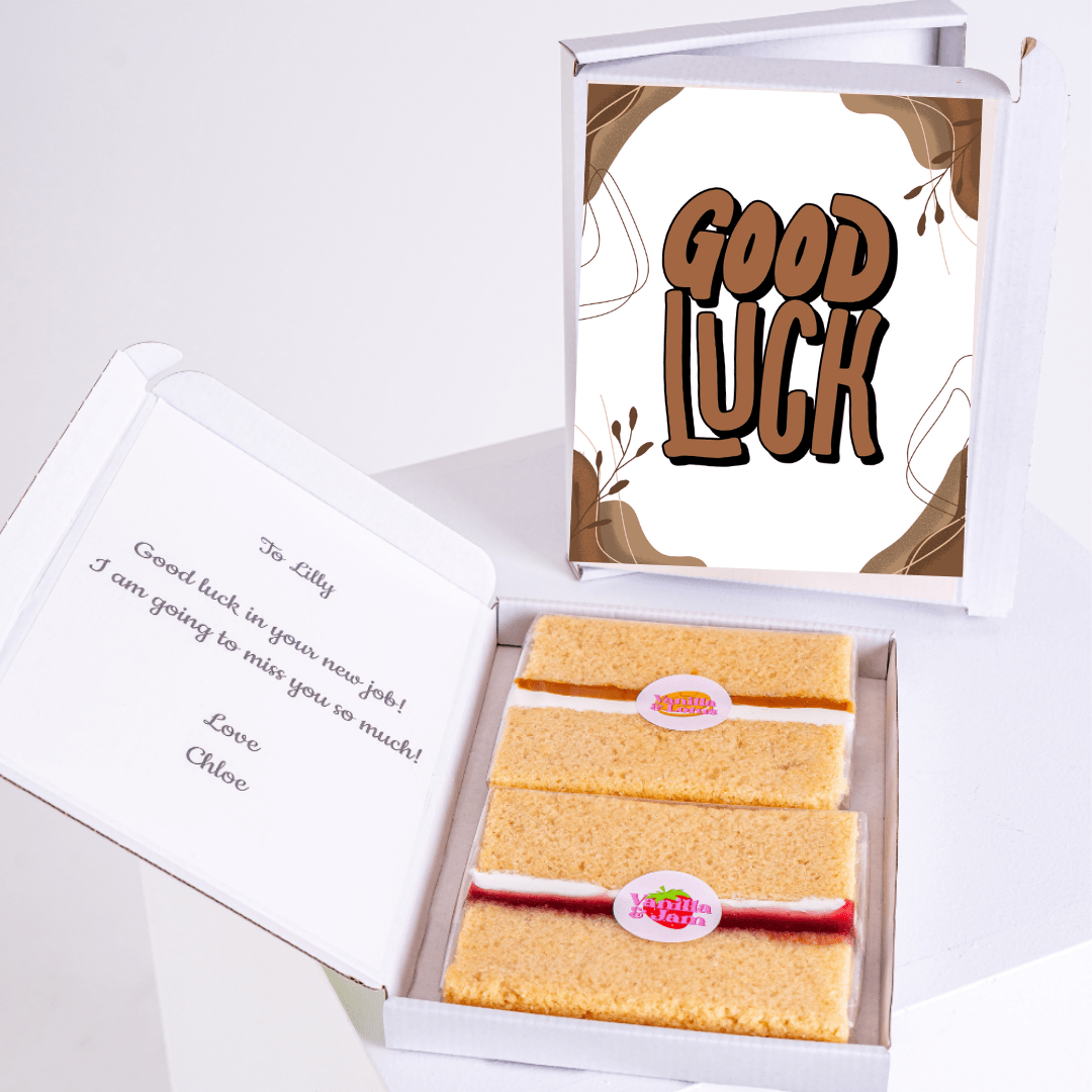 Good luck cake gift for Lilly, with 'Good Luck' card