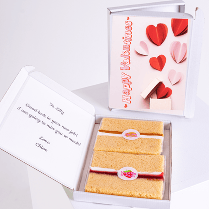 Valentine's cake gift set for Lilly, Happy Valentines, with card and message.