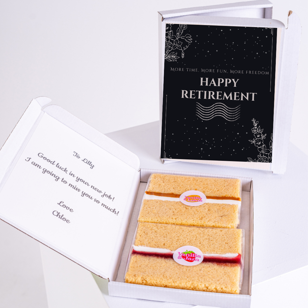 Retirement cake with Happy Retirement card, gift for Lilly.