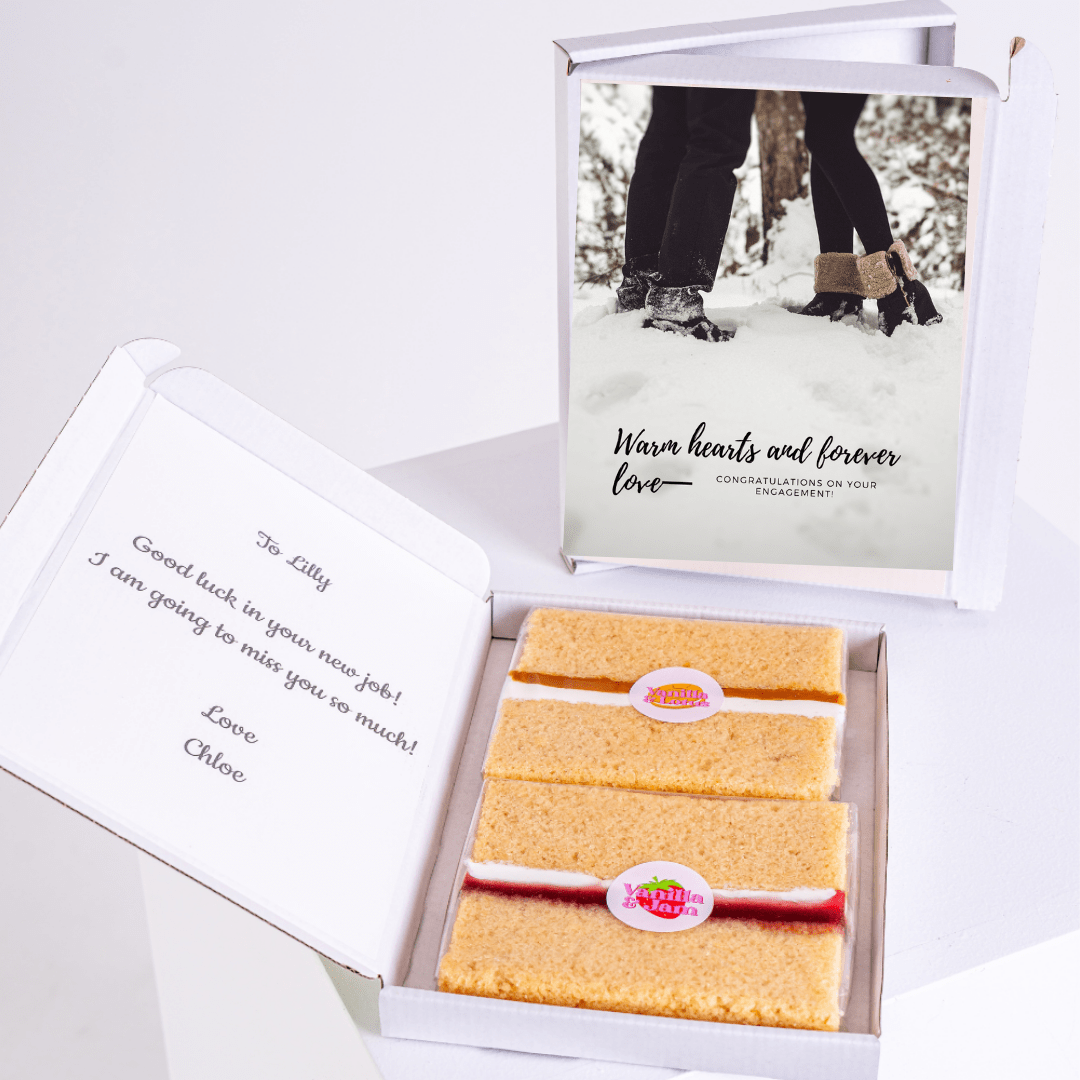 Gift box with cake and Warm hearts and forever love message, 65_1428fdbd