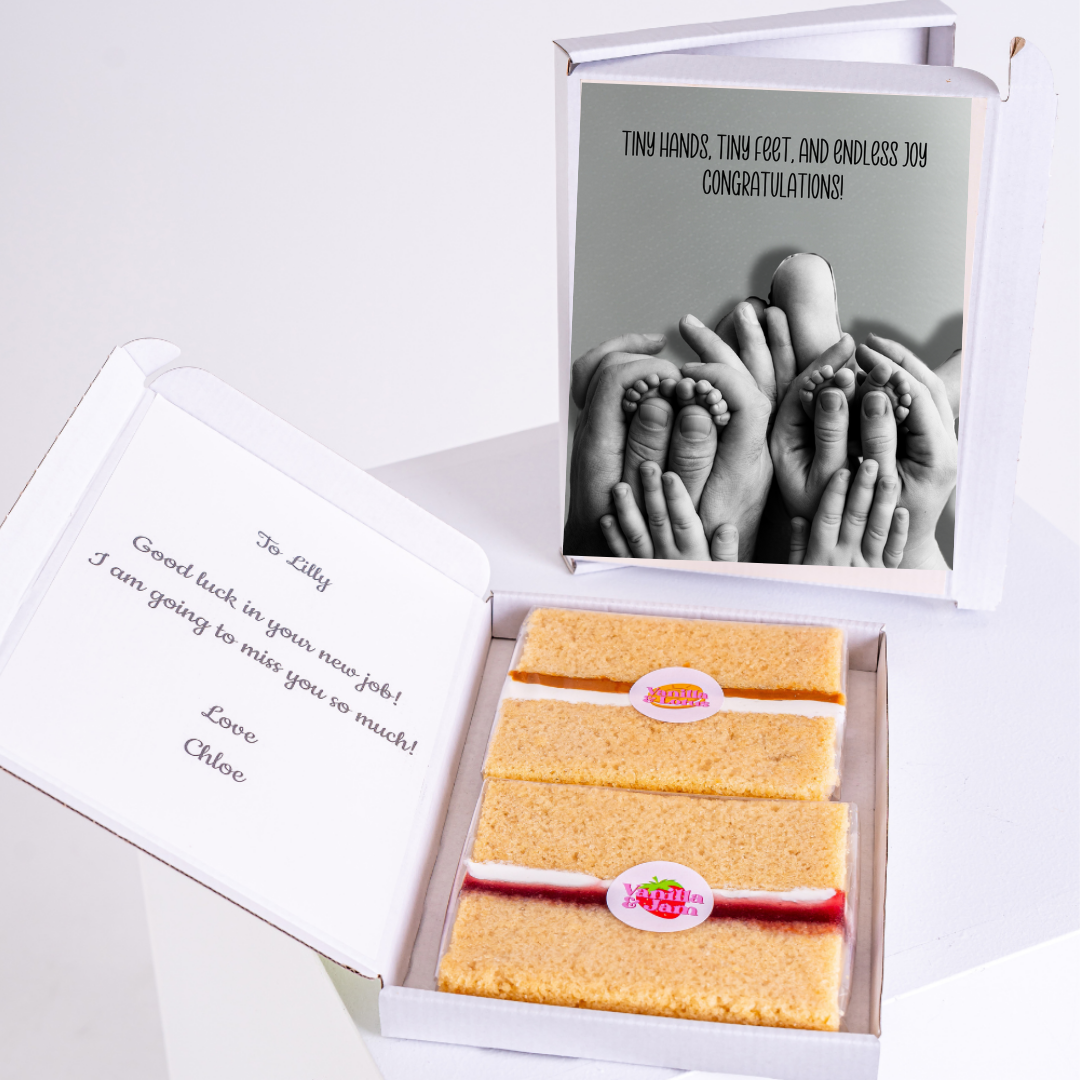 Congratulations card and cake gift box for Lilly