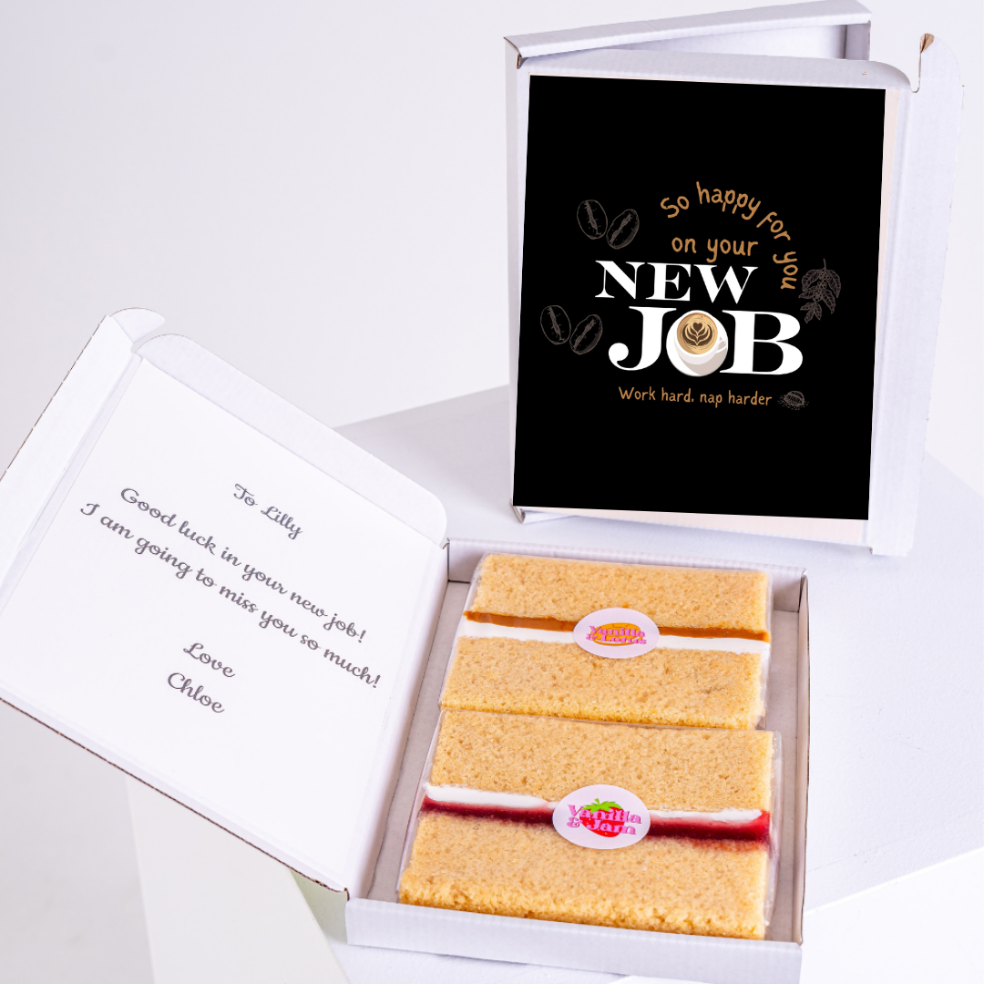 Gift box with cake and New Job card for Lilly.