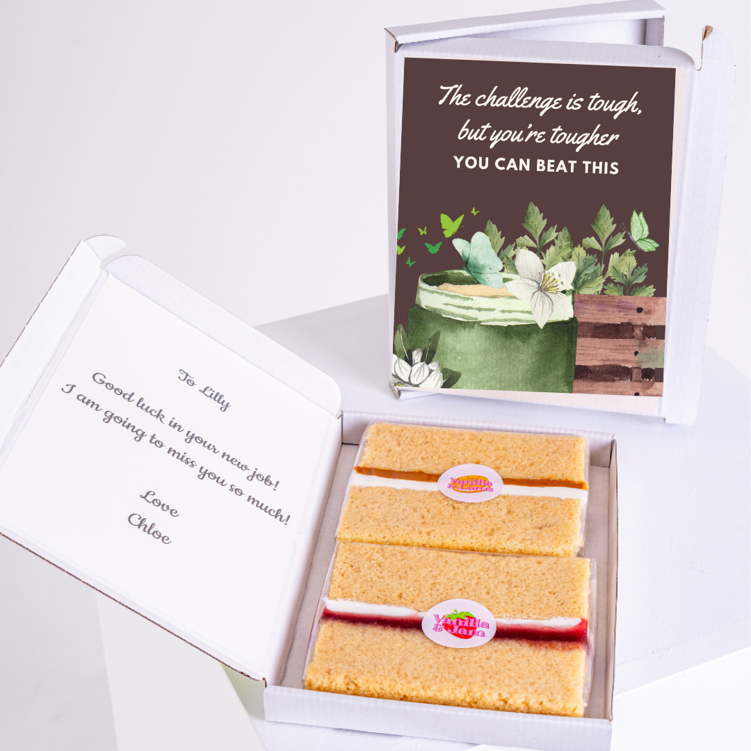 Get well soon gift box for Lilly with cake and card