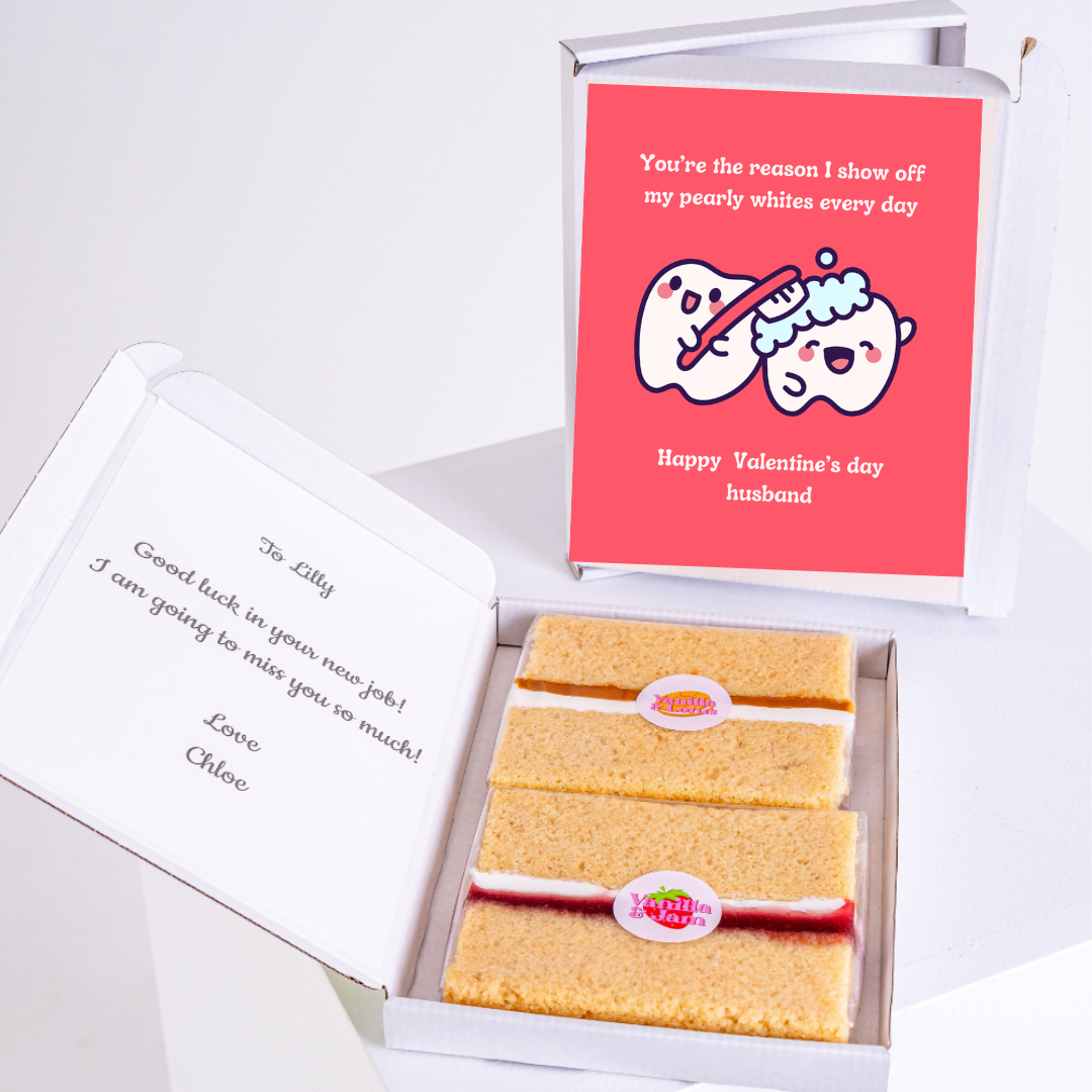 Valentine's Day cake gift for husband & Lilly's new job card