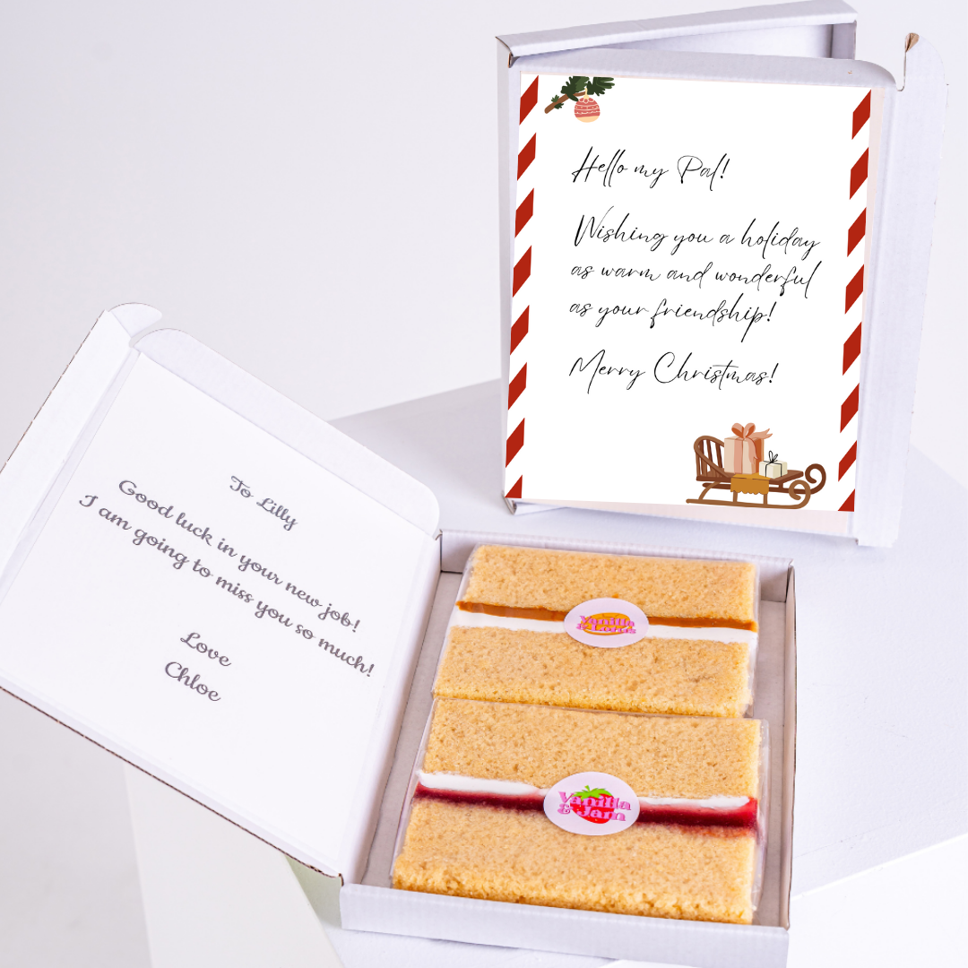 Christmas cake gift box with message and good luck note