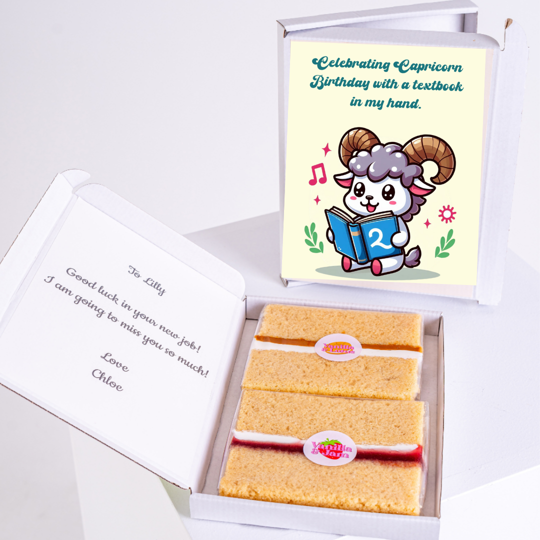 Capricorn birthday gift for Lilly with cake and card