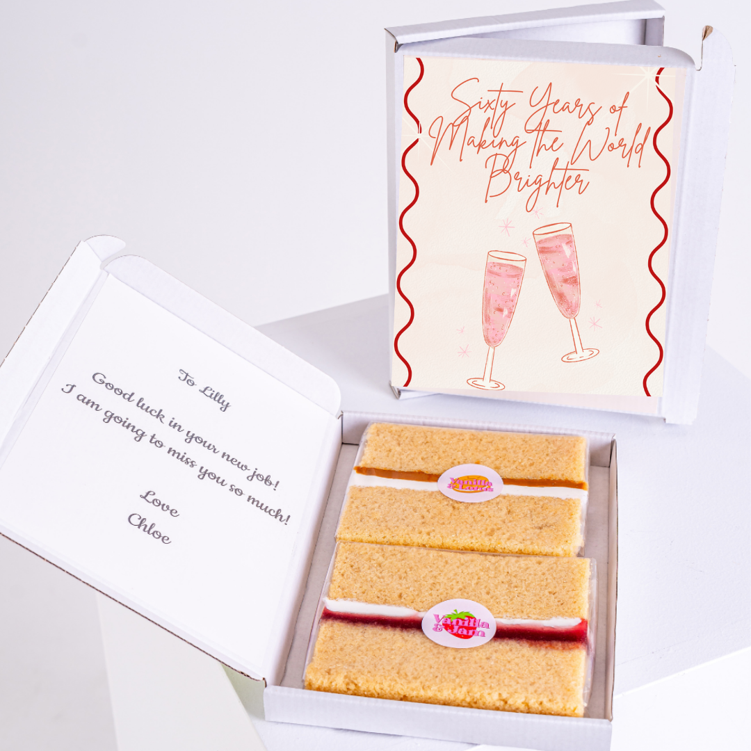 Cake box with message for Lilly, 60 years of making the world brighter.