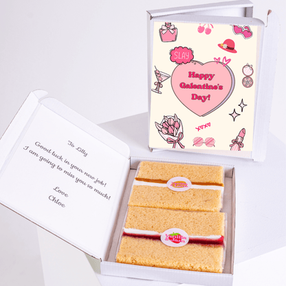 Galentine's Day cake gift box for Lilly, with note from Chloe.