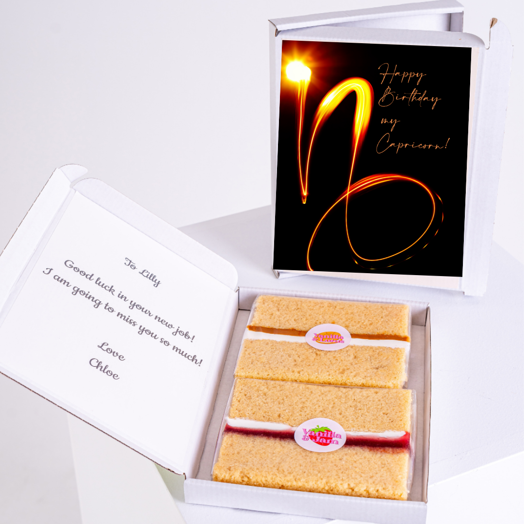 Birthday cake gift for Lilly with Capricorn card.