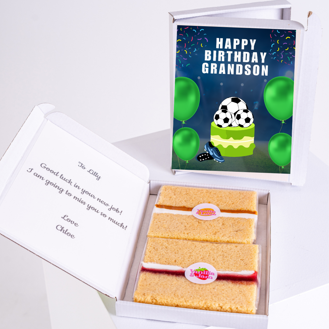 Birthday cake for grandson with message, gift box...