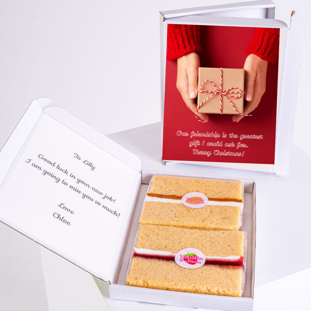 Christmas gift box with cake & card for Lilly