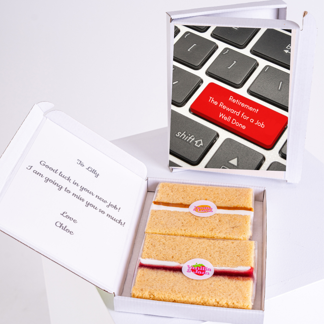 Retirement cake gift with keyboard card and well wishes, 69_6dc133b3