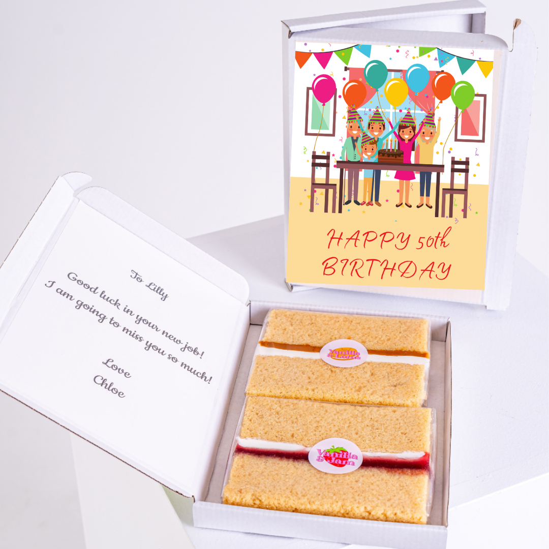 50th birthday cake gift for Lilly, with a good luck message.