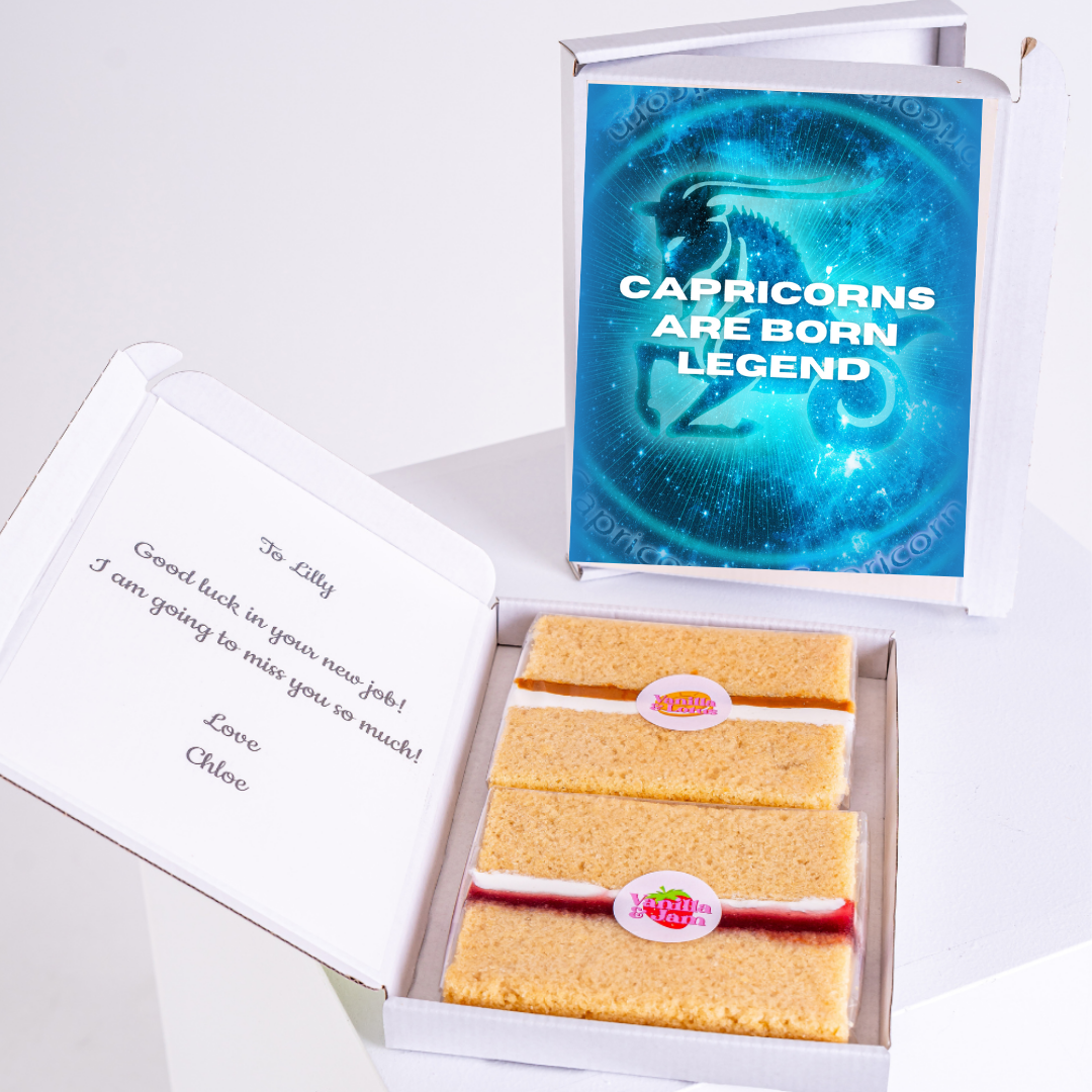 Capricorn cake gift box with message for Lilly
