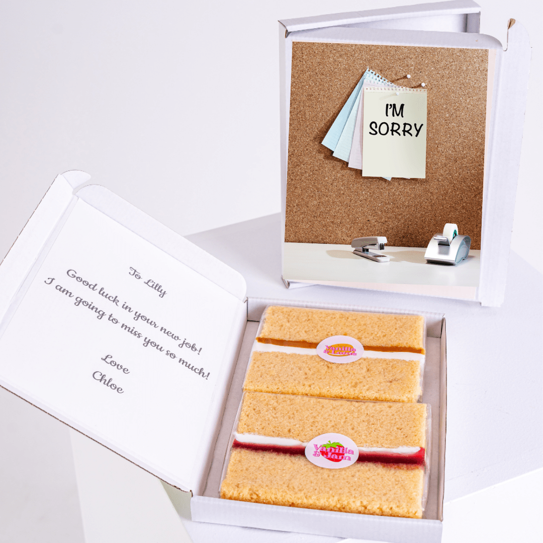 Gift box with cake & I'm Sorry note for Lilly