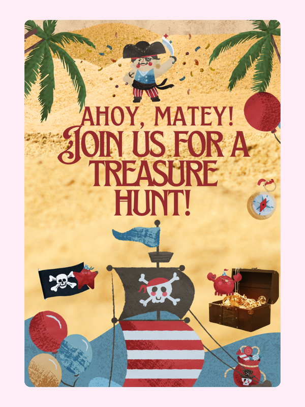 Pirate treasure hunt invitation