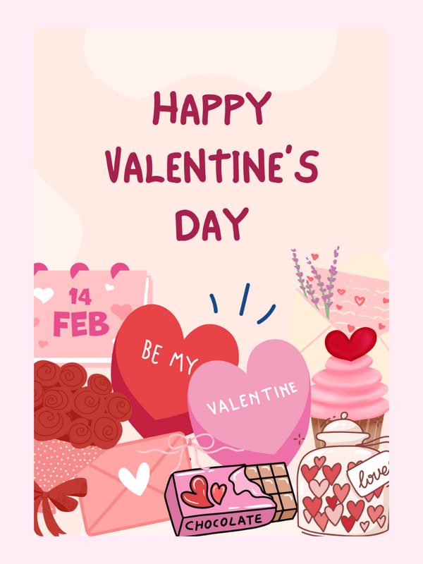 Hearts And Chocolate Valentine's Cake Card