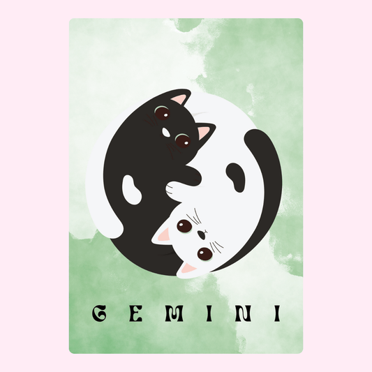 Gemini cats yin yang illustration