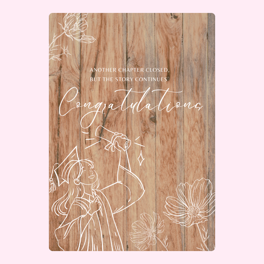 Congratulations graduation card on wood grain background