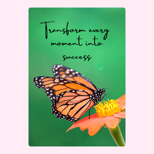 Success quote with butterfly on flower