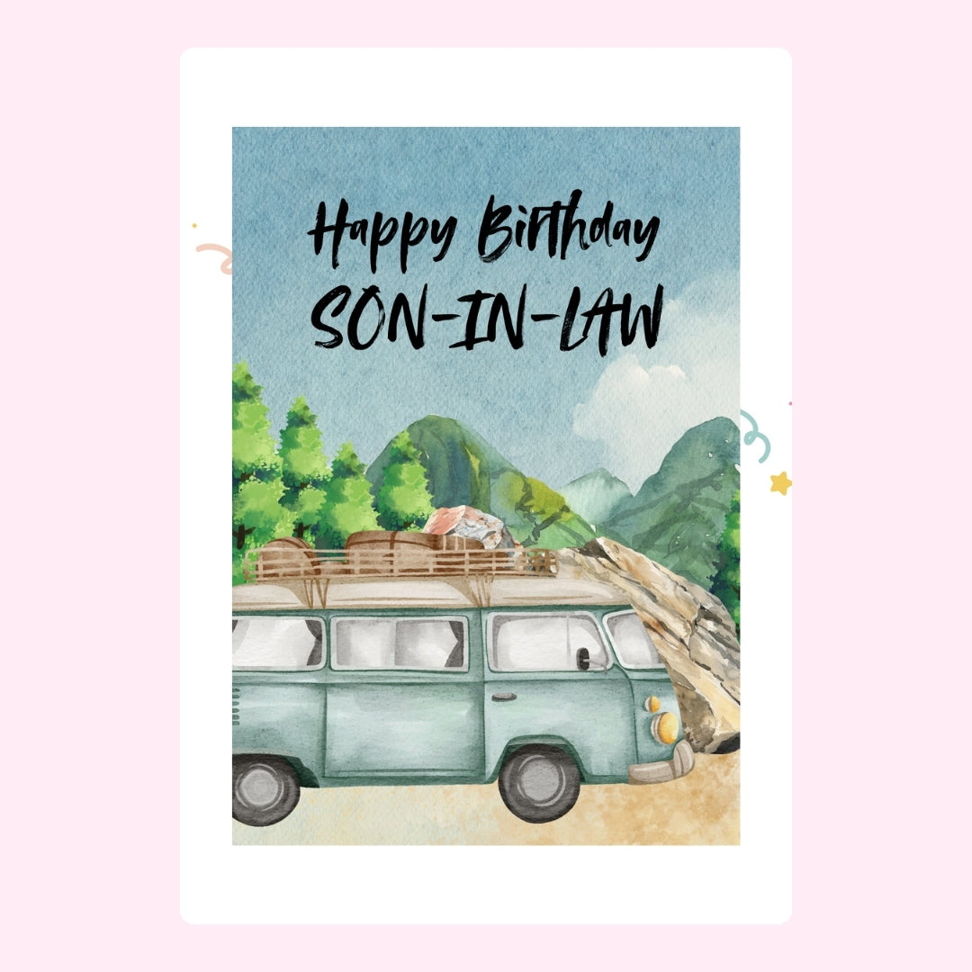 Retro van birthday design for son-in-law