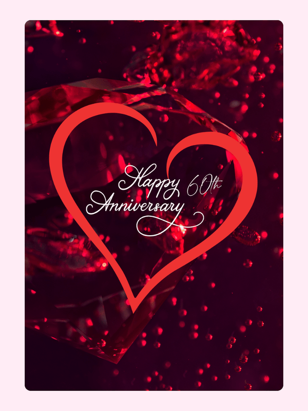 60th Anniversary card with red heart