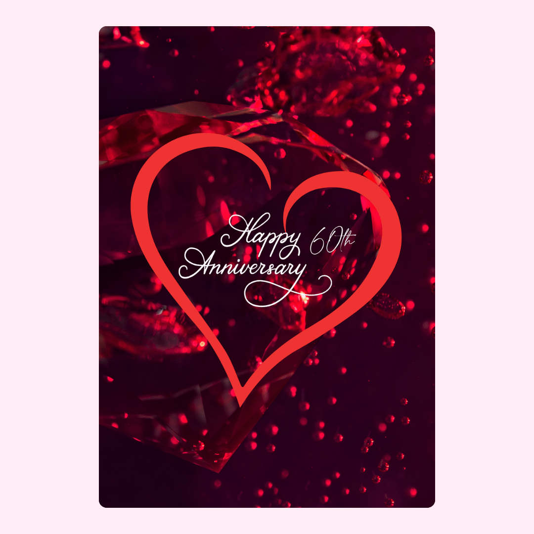 60th Anniversary card with red heart