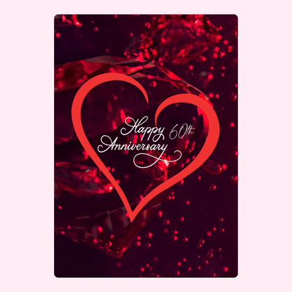 60th Anniversary card with red heart