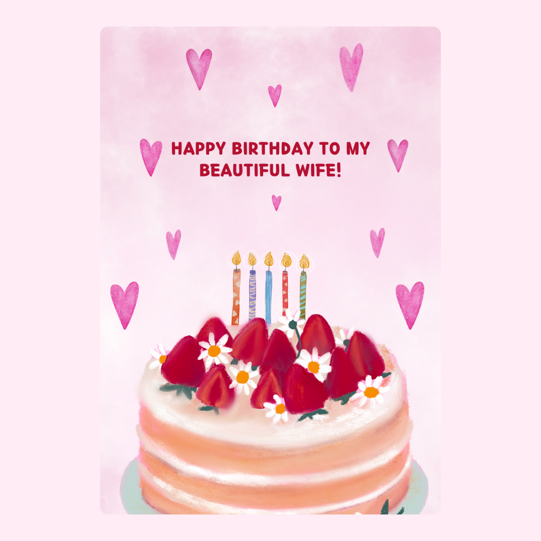 Birthday design for wife with cake and candles