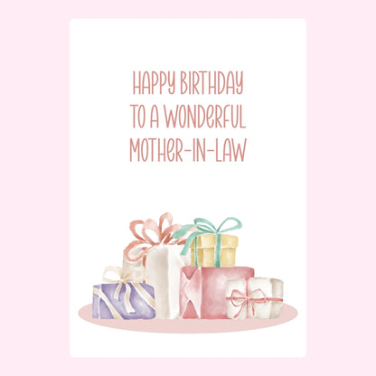Colourful gift box birthday design for mother-in-law