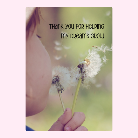 Thank you card with child blowing dandelions, 6_c98a46ae