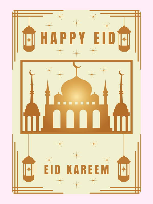 Happy Eid Kareem Mosque Cake Card