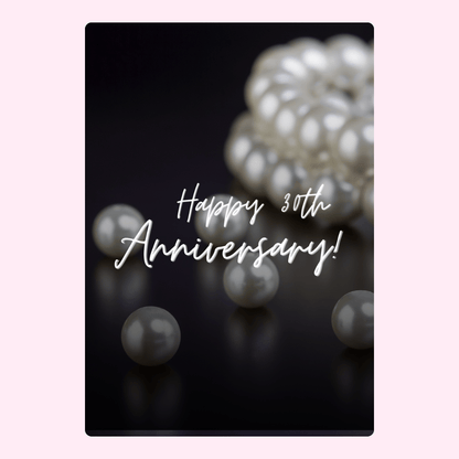 30th Anniversary card with pearls