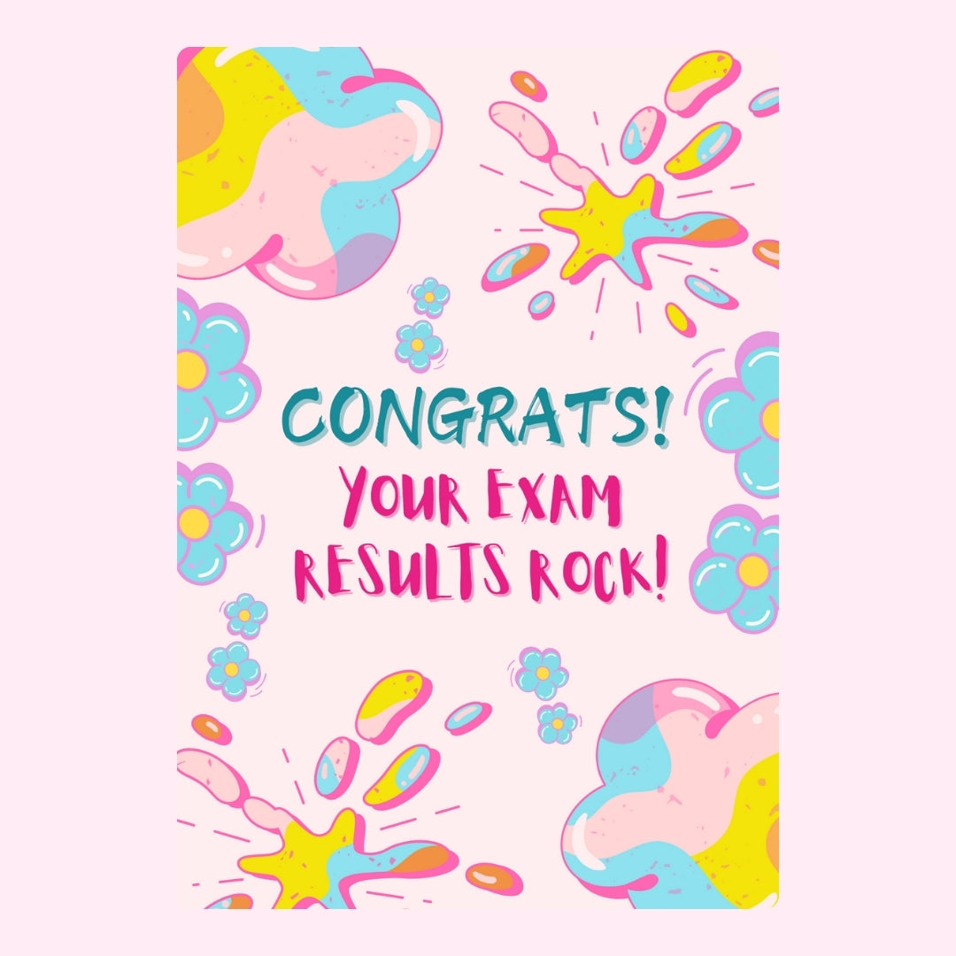 Congrats exam results design with stars and flowers.