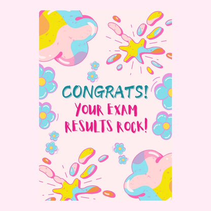 Congrats exam results design with stars and flowers.