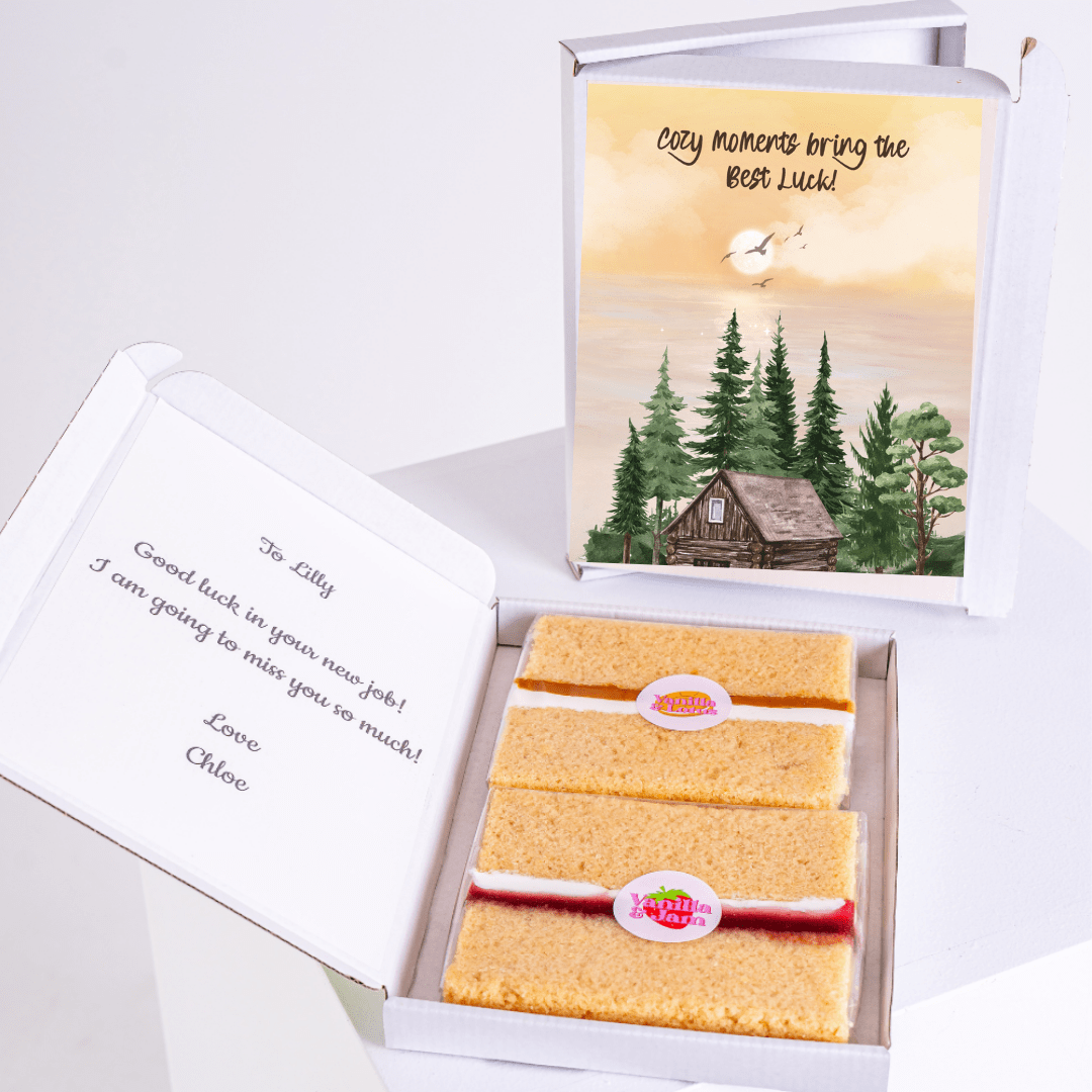 Gift box with cake and well wishes for Lilly