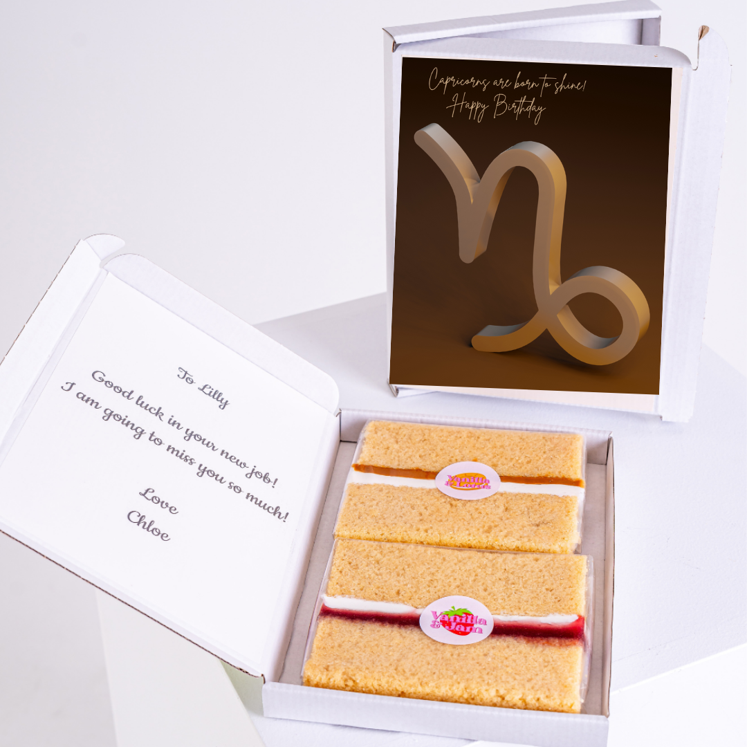 Capricorn birthday cake gift box for Lilly