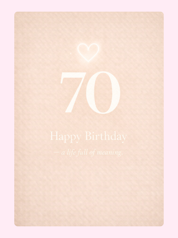 minimal 70th birthday cake card design with soft beige background
