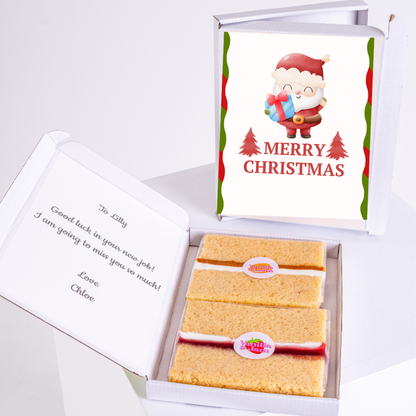 Christmas cake gift box with Santa card