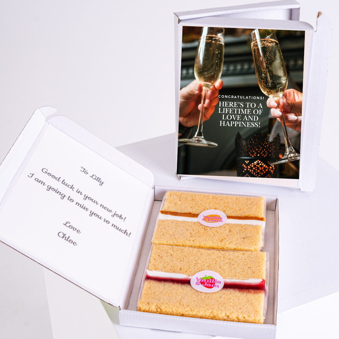 Congratulations cake gift for Lilly with champagne, from Chloe.