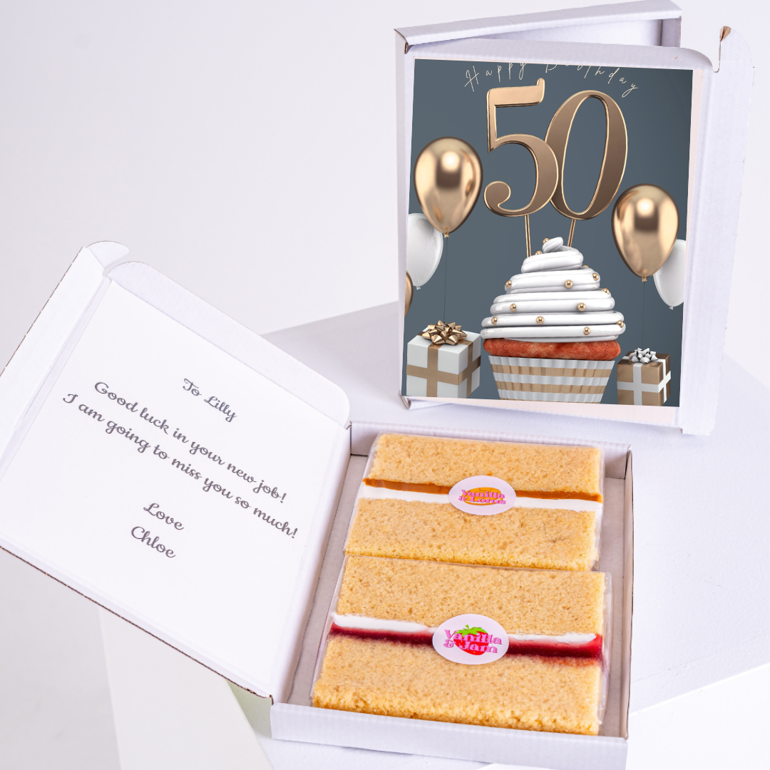 50th birthday cake gift box for Lilly - Good luck in your new job!