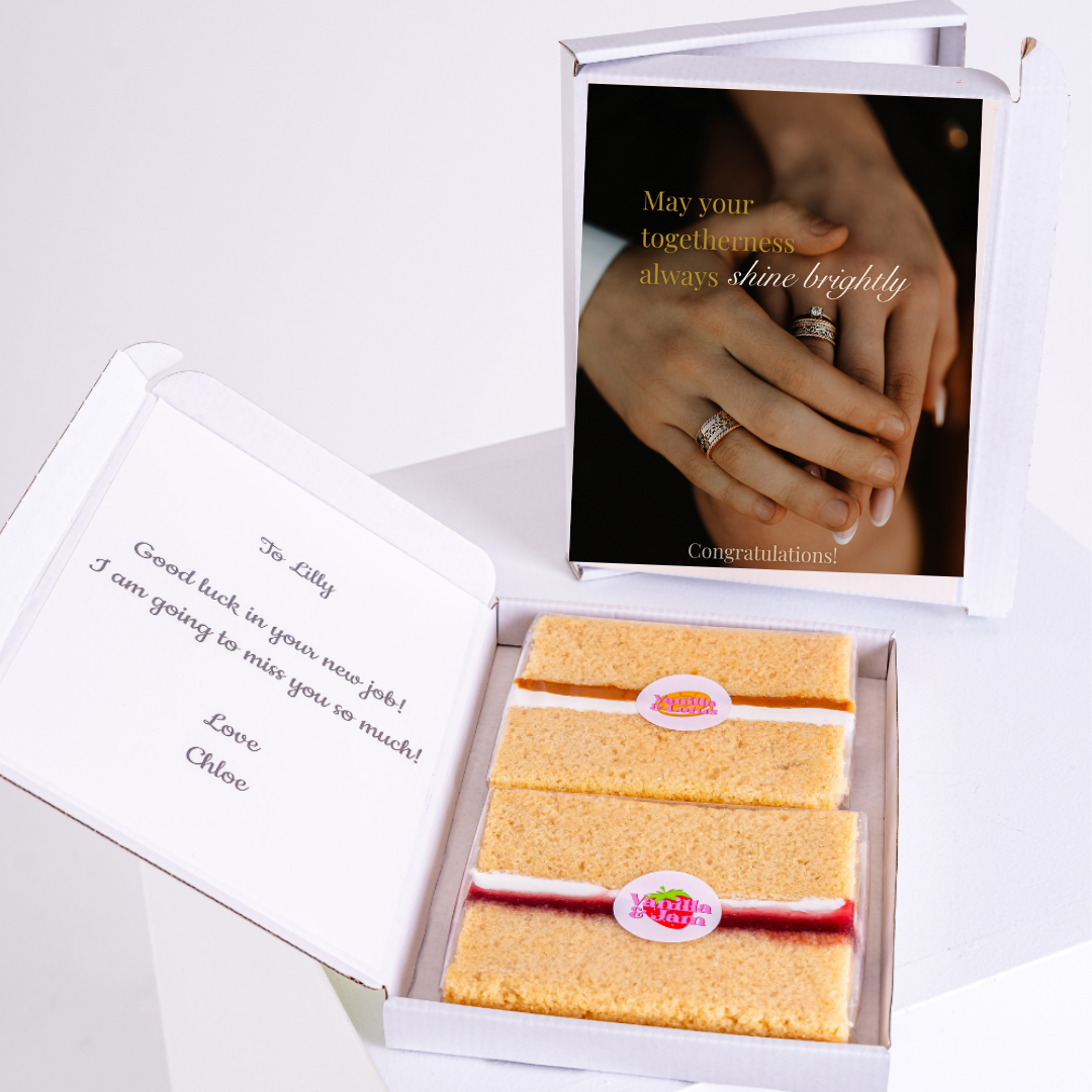 Cake and card gift for Lilly, new job congratulations.