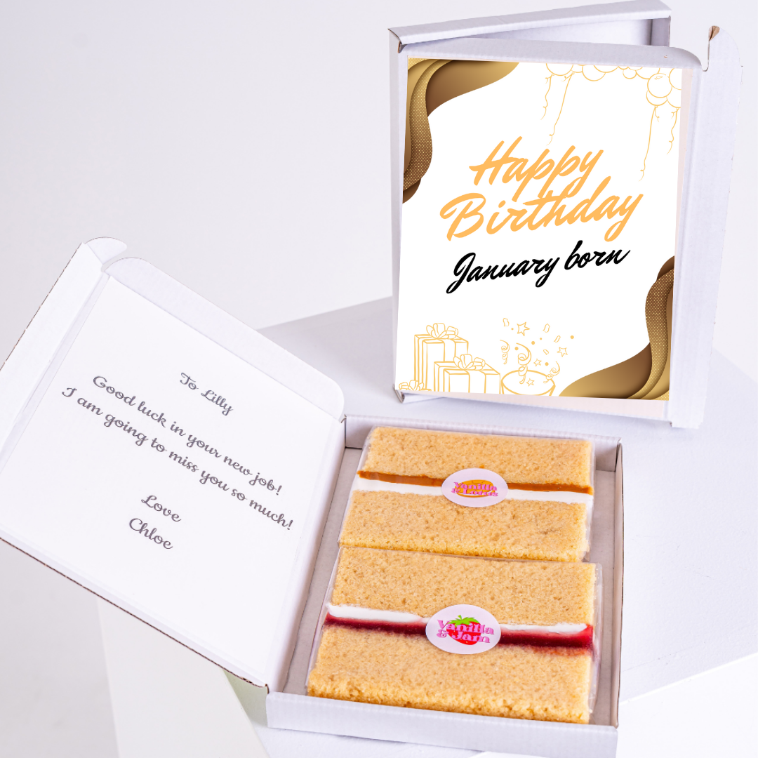 Birthday cake gift box for Lilly, January born.